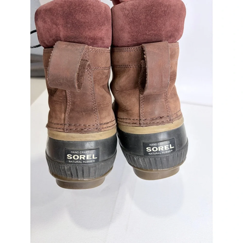 Sorel Duck Boots Mens 12 Brown Leather Rubber Lace-Up‎ Winter Outdoor